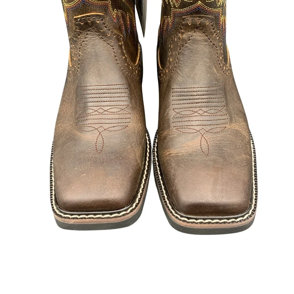 Justin Western‎ Boots Kids Brown Leather Cowboy J-Flex Comfort 3.5 D SK4681